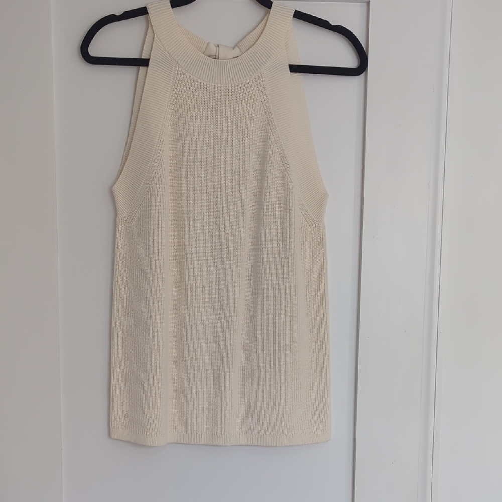 Ann Taylor Ivory Sleeveless Knit Top